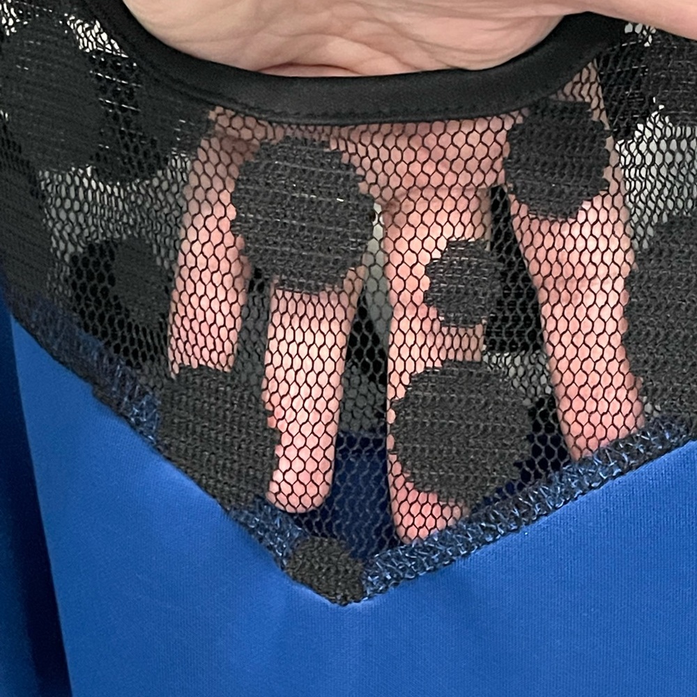 Blue Fit & Flare Cocktail Dress with Black Lace 1X - Picture 7 of 12